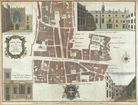 1755 Cole Map or Plan of Cheap Ward, London, England