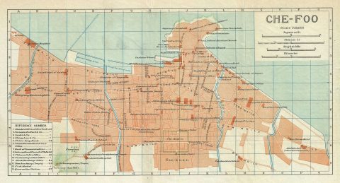 1924 Imperial Japanese Railway Map of Yantai or Chefoo, Shandong, China