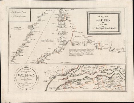 1659 Du Val Map of the Pilgrimage of Santiago de Compostela