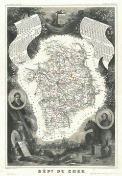 1852 Levasseur Map of the Department Du Cher, France
