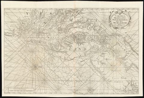 1742 William Mount and Thomas Page Nautical Chart of Chesapeake Bay