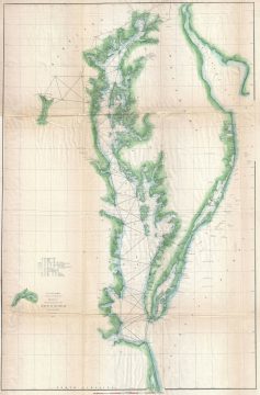 1852 U.S. Coast Survey Chart or Map of the Chesapeake Bay and Delaware Bay
