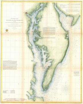 1855 U.S. Coast Survey Chart or Map of Chesapeake Bay and Delaware Bay