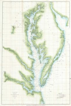1856 U.S. Coast Survey Map of Chesapeake Bay and Delaware Bay