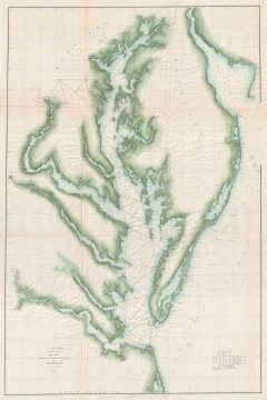 1862 U.S. Coast Survey Map of the Chesapeake Bay and Delaware Bay