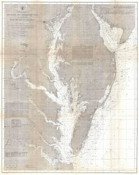 1866 U.S. Coast Survey Map of the Chesapeake Bay and Delaware Bay