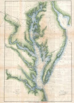 1873 U.S. Coast Survey Chart or Map of the Chesapeake Bay and Delaware Bay