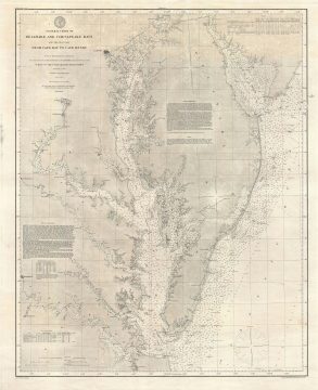 1882 U.S. Coast Survey Map of the Chesapeake Bay and Delaware Bay (Virginia, Delaware, Maryland)