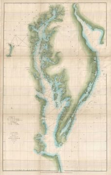 1851 U.S. Coast Survey Map of the Chesapeake Bay and Delaware Bay