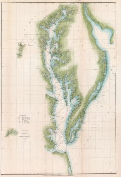 1852 U.S. Coast Survey Triangulation Chart of Chesapeake Bay and Delaware Bay