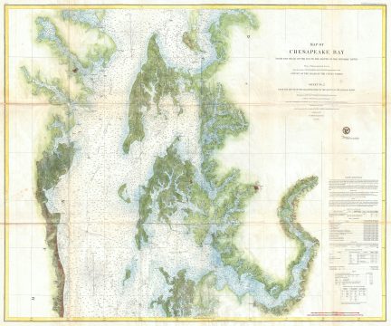 1857 U.S. Coast Survey Chart or Map of the Chesapeake Bay