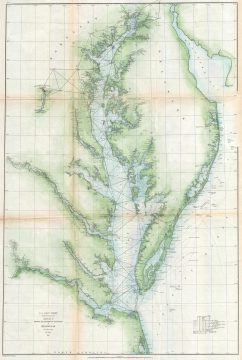 1860 U.S. Coast Survey Map of the Chesapeake Bay and Delaware Bay