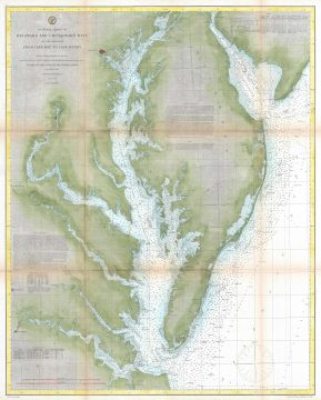 1866 U.S. Coast Survey Map of the Chesapeake Bay and Delaware Bay