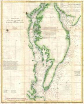 1855 U.S. Coast Survey Chart or Map of Chesapeake Bay and Delaware Bay
