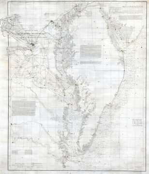 1855 U.S. Coast Survey Nautical Chart or Map of the Chesapeake Bay