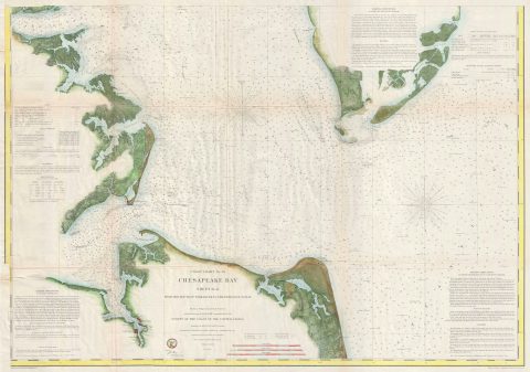1863 U.S. Coast Survey Map of the Entrance of the Chesapeake Bay