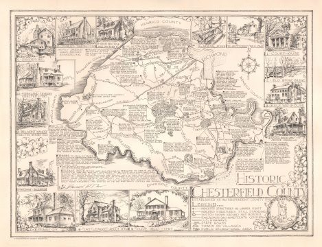 1957 Davis Pictorial Map of Chesterfield County, Virginia