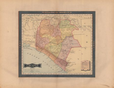 1897 Garcia Cubas and Vega Map of Chiapas, Mexico
