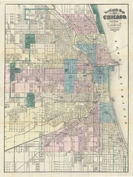 1876 Askevold Pocket Map or Plan of Chicago, Illinois