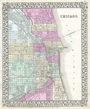 1867 Mitchell Plan or Map of Chicago, Illinois