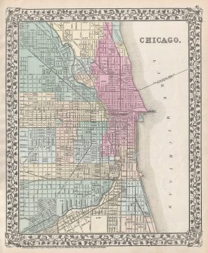 1874 Mitchell Map or Plan of Chicago, Illinois