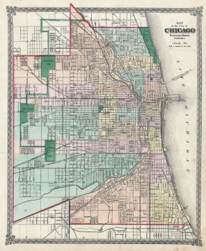 1872 Warner and Beers Map of Chicago
