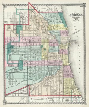 1875 Warner and Beers Map of Chicago