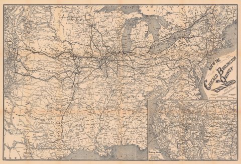 1878 Rand McNally Railroad Map of U.S. and the Chicago, Burlington, and Quincy R.R.