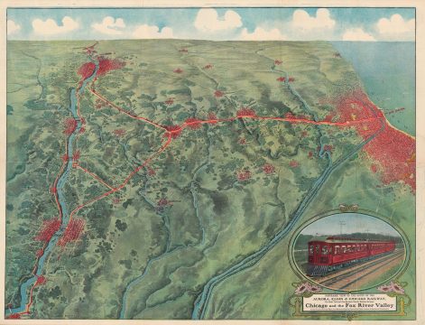 1910 Rand McNally View of Chicago and the Fox River Valley Railroad