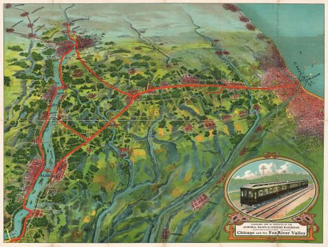 1911 Rand McNally View of Chicago and the Fox River Valley Railroad