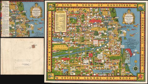 1931 Bruce-Roberts Pictorial Map of Chicago 'Gangland'