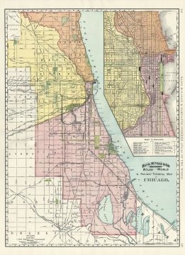 1892 Rand McNally Map or Plan of Chicago, Illinois (showing Railway Terminals)