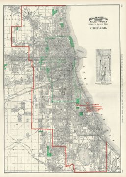 1890 Rand McNally Map or Plan of Chicago, Illinois