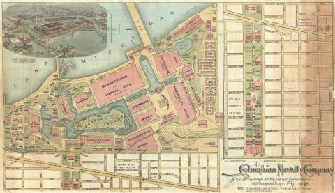 1893 Novelty Cane Map of the Chicago World's Fair or Columbian Exposition