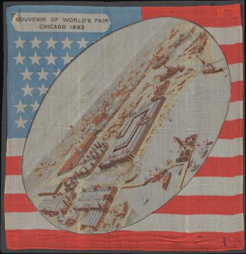 1893 Souvenir Silk Kerchief Bird's Eye View of the Chicago World's Fair
