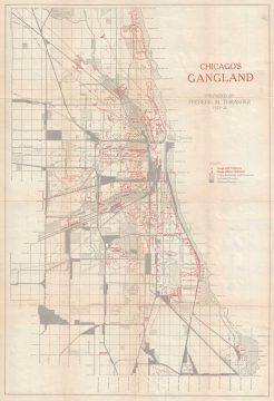 1927 Thrasher Thematic Map of Chicago's Gangland During the Roaring Twenties