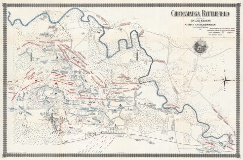 1895 McElroy Map of the Chickamauga Battlefield, Georgia