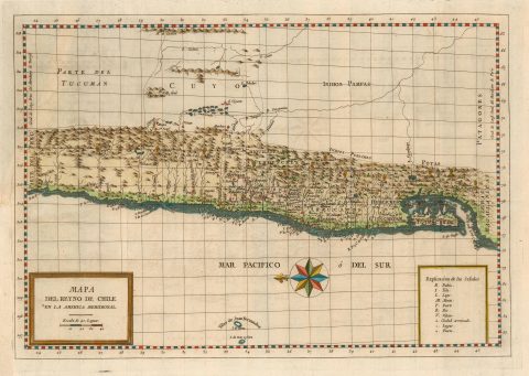 1788 Molina map of Chile and Argentina