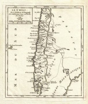 1749 Vaugondy Map of Chile