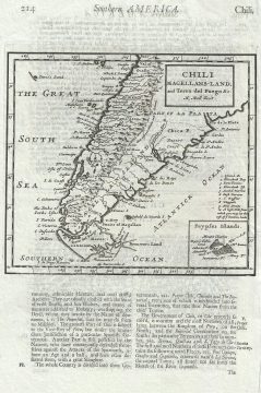 1701 Moll Map of Southern South America (Chile, Argentina, Paraguay)