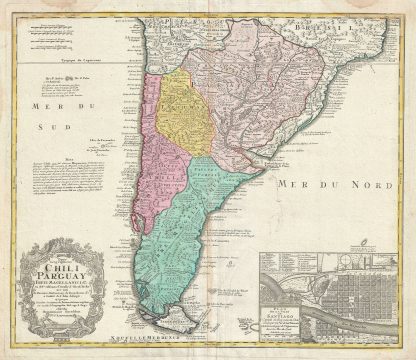 1733 Homann Heirs Map of Southern South America (Paraguay, Chile, Argentina)
