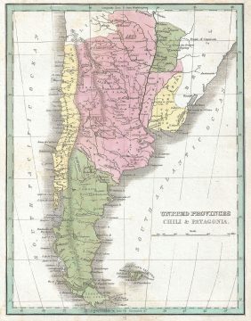 1835 Bradford Map of Chile, Argentina, Uruguay and Paraguay