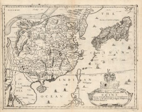 1682 Blome / Wenceslaus Hollar Map of China, Korea and Japan