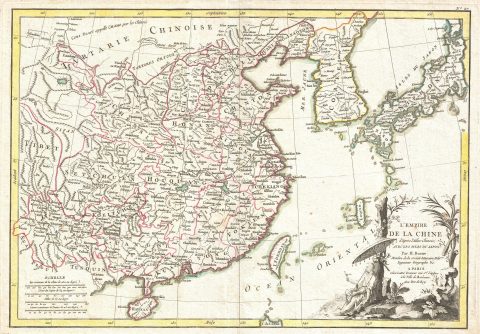 1770 Bonne Map of China, Korea, Japan and Formosa