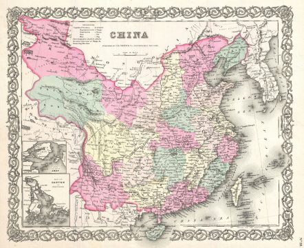 1855 Colton Map of China, Taiwan, and Korea