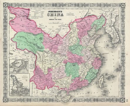1864 Johnson Map of China and Taiwan