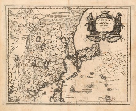 1646 Merian Map of China, Korea, and Japan