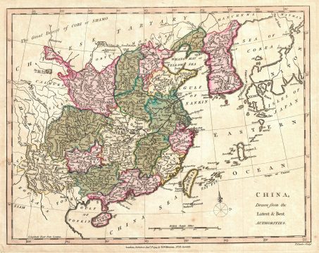 1794 Wilkinson Map of China, Korea (Corea) and Formosa (Taiwan)