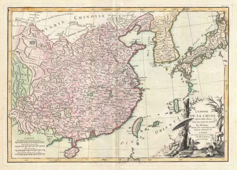 1770 Bonne Map of China, Korea, Japan and Formosa