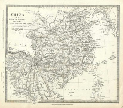 1834 S.D.U.K. Subscriber's Edition Map of China and Burma or Myanmar
